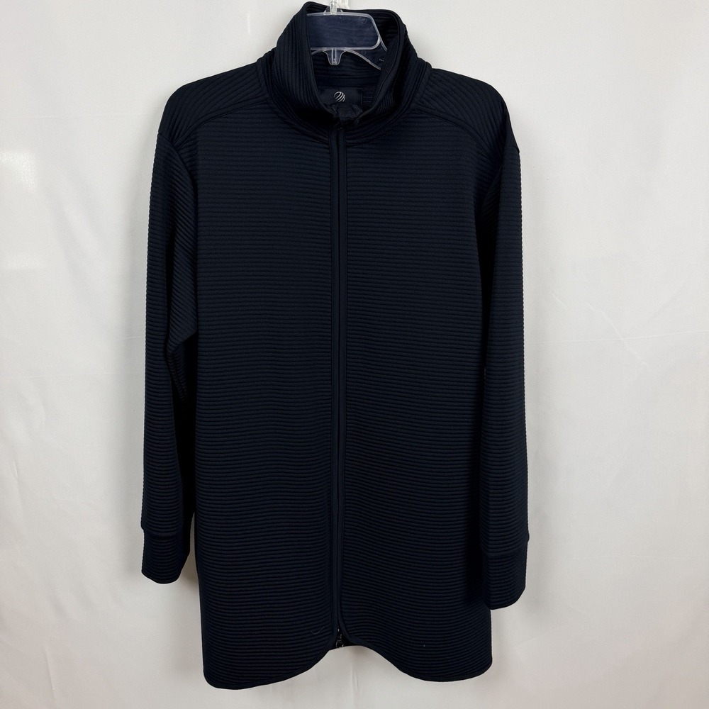 MPG Mondetta Ottoman Rib Tunic Jacket WomenXL Black Longline Full Zip Athleisure